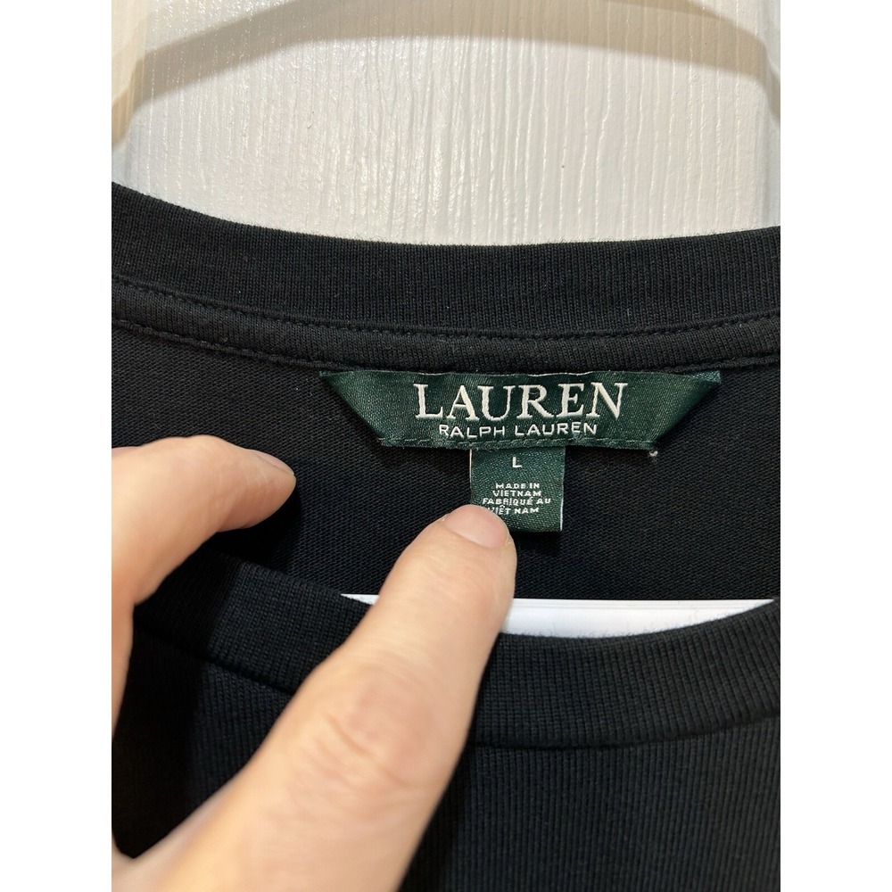 Lauren Ralph Lauren Jeweled Monogram Blouse Sz L Plaid Statement Hem Academia - Picture 3 of 10